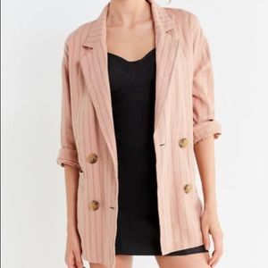 Urban Outfitters Linen Blush Pinstriped Blazer